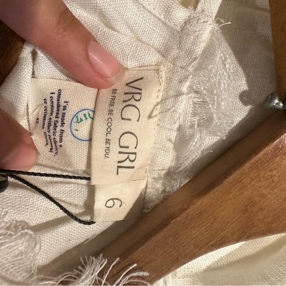 White Mini Peasant Dress - Lightweight Summer Tunic - Picture 9 of 11